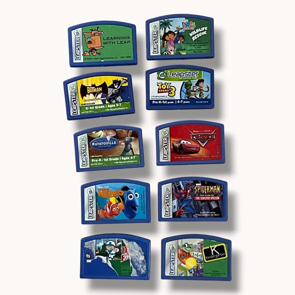 LeapFrog Leapster Learning Game Cartridge Lot of 10 Disney Marvel Label Damage